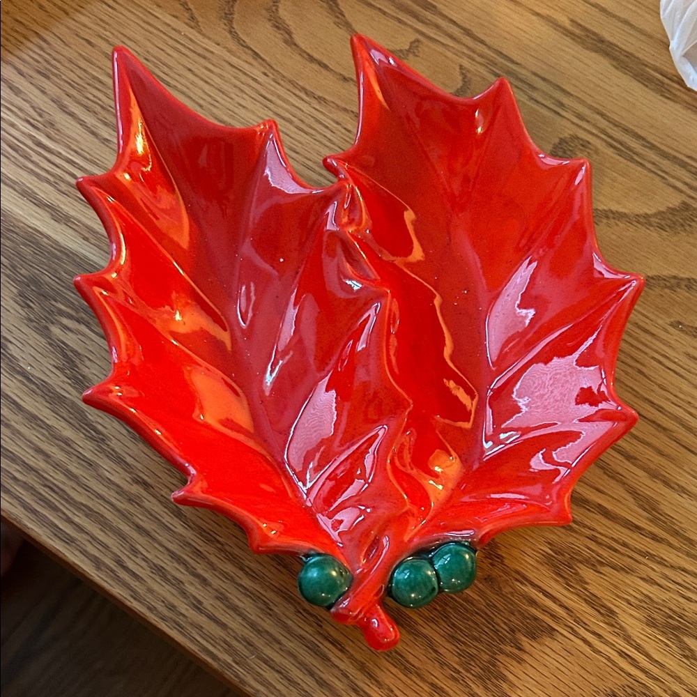 Holly Christmas Ceramic Dish MCM